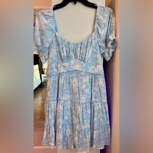 Light Blue Floral Mini Dress